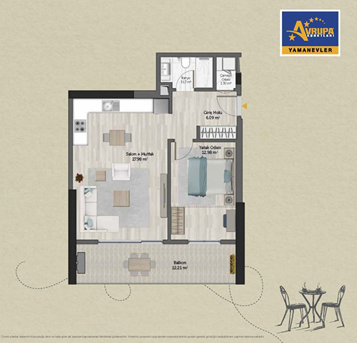 Alliance Brookfield 1+1 E Daire Planı