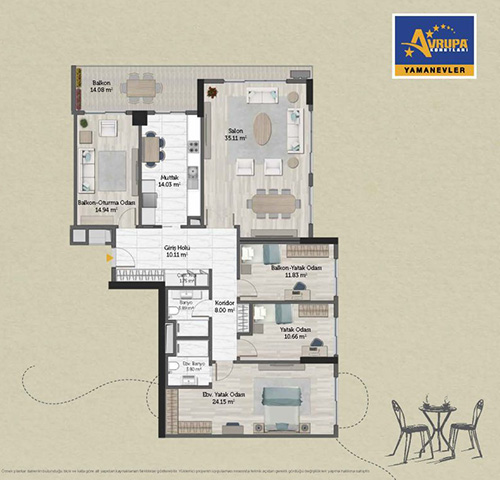 Alliance Brookfield 4+1 A Daire Planı