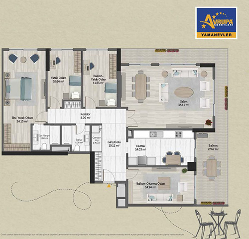 Alliance Brookfield 4+1 A1 Daire Planı