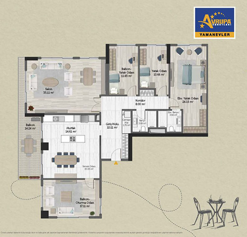 Alliance Brookfield 4+1 C1 Daire Planı